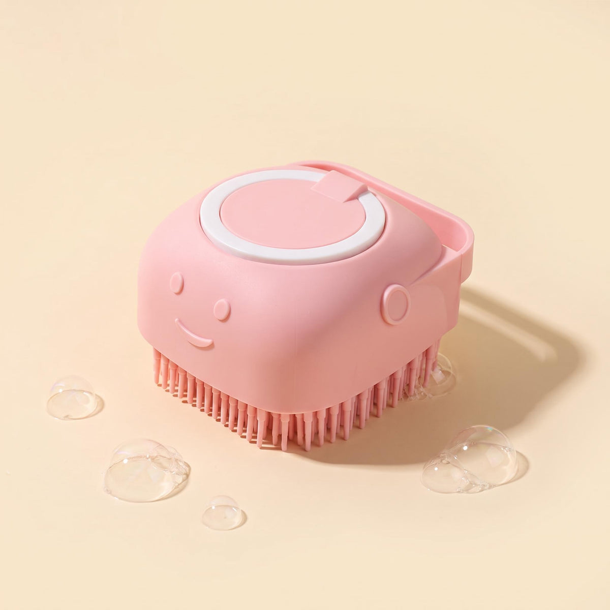 Dog bath brush with shampoo dispenser – Pink