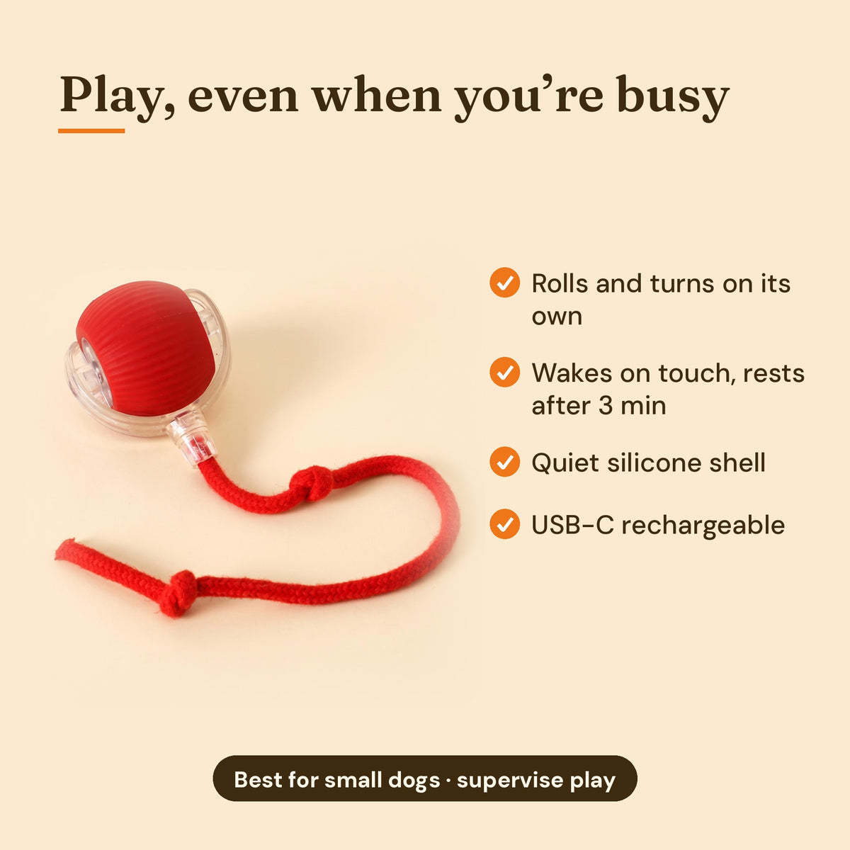 Rolling ball features: moves on its own, smart mode, USB-C