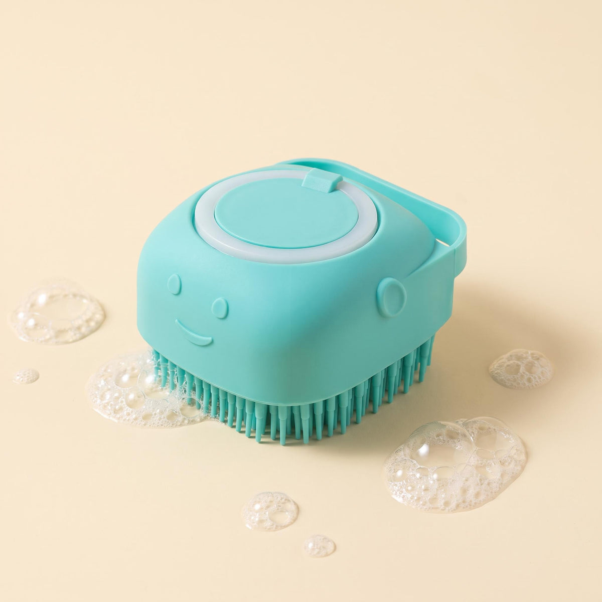 Dog bath brush with shampoo dispenser – Blue